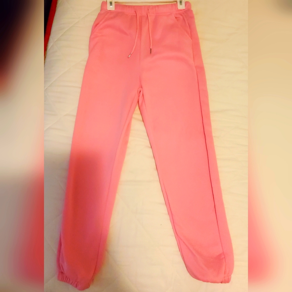 Shein Pink Solid Drawstring Waist Sweatpants Women's XS